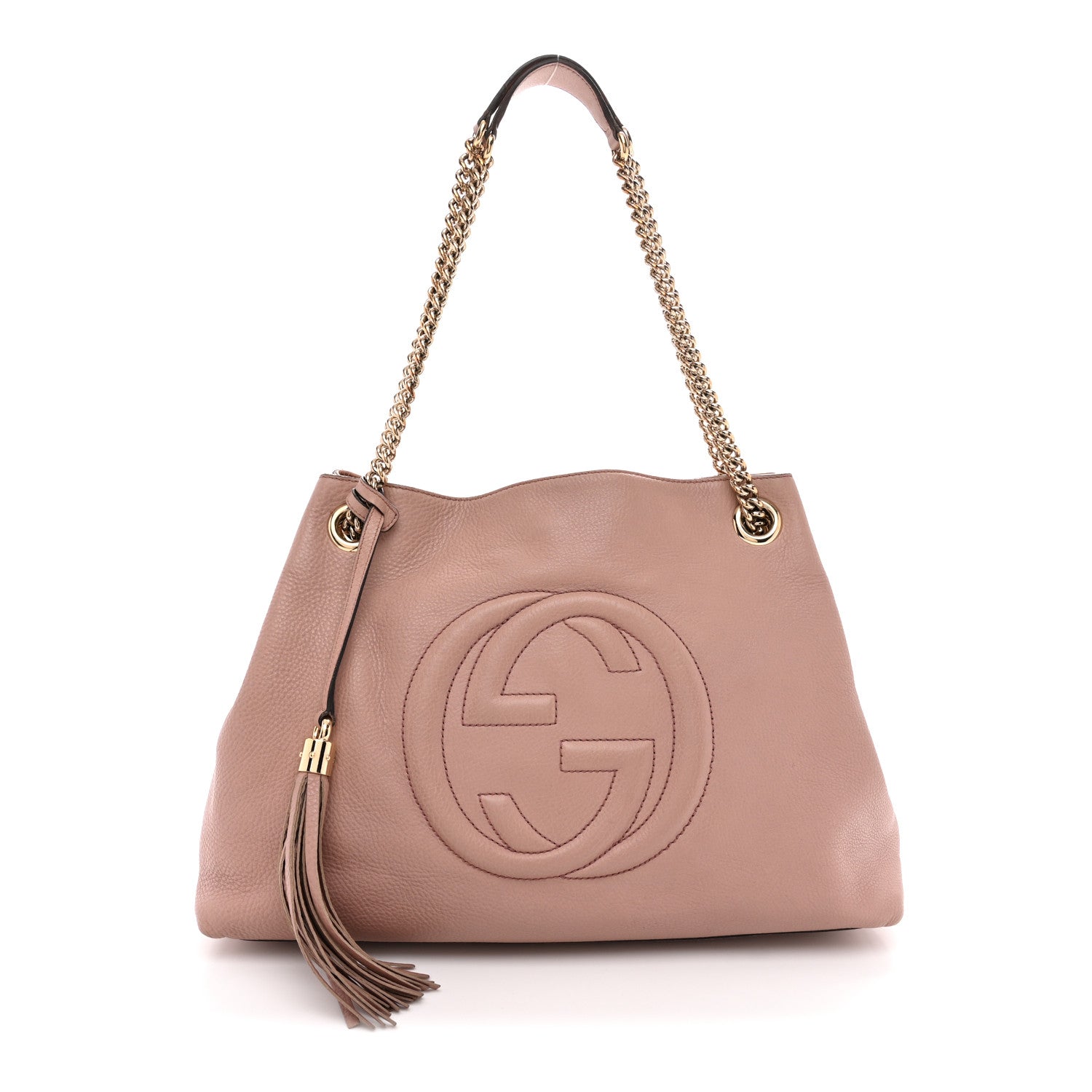 Gucci Pebbled Calfskin Medium Soho Chain Shoulder Bag Antique Rose 1 of 12