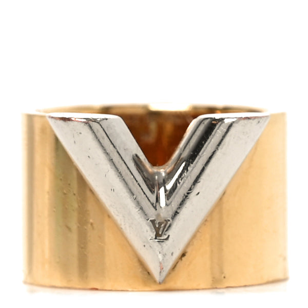 Louis Vuitton Brass Essential V Ring M 54 6.75 Gold Silver 1818397