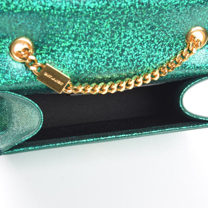 Saint Laurent Metallic Calfskin Small Classic Monogram Kate Satchel Green 5 of 6