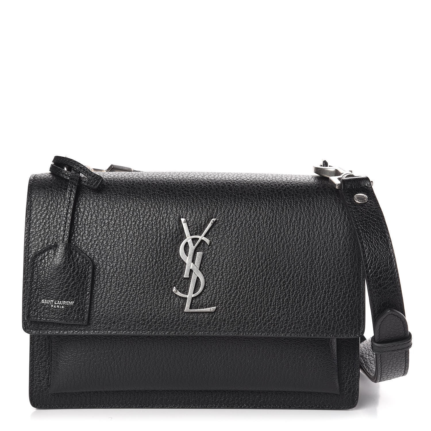 Saint Laurent Grained Calfskin Medium Monogram Sunset Satchel Black 1 of 10