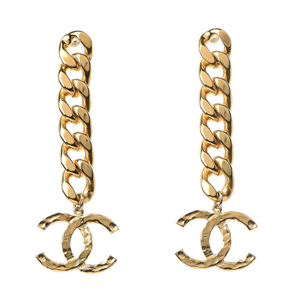 Chanel Metal CC Pick Drop Earrings Gold 1 of 5