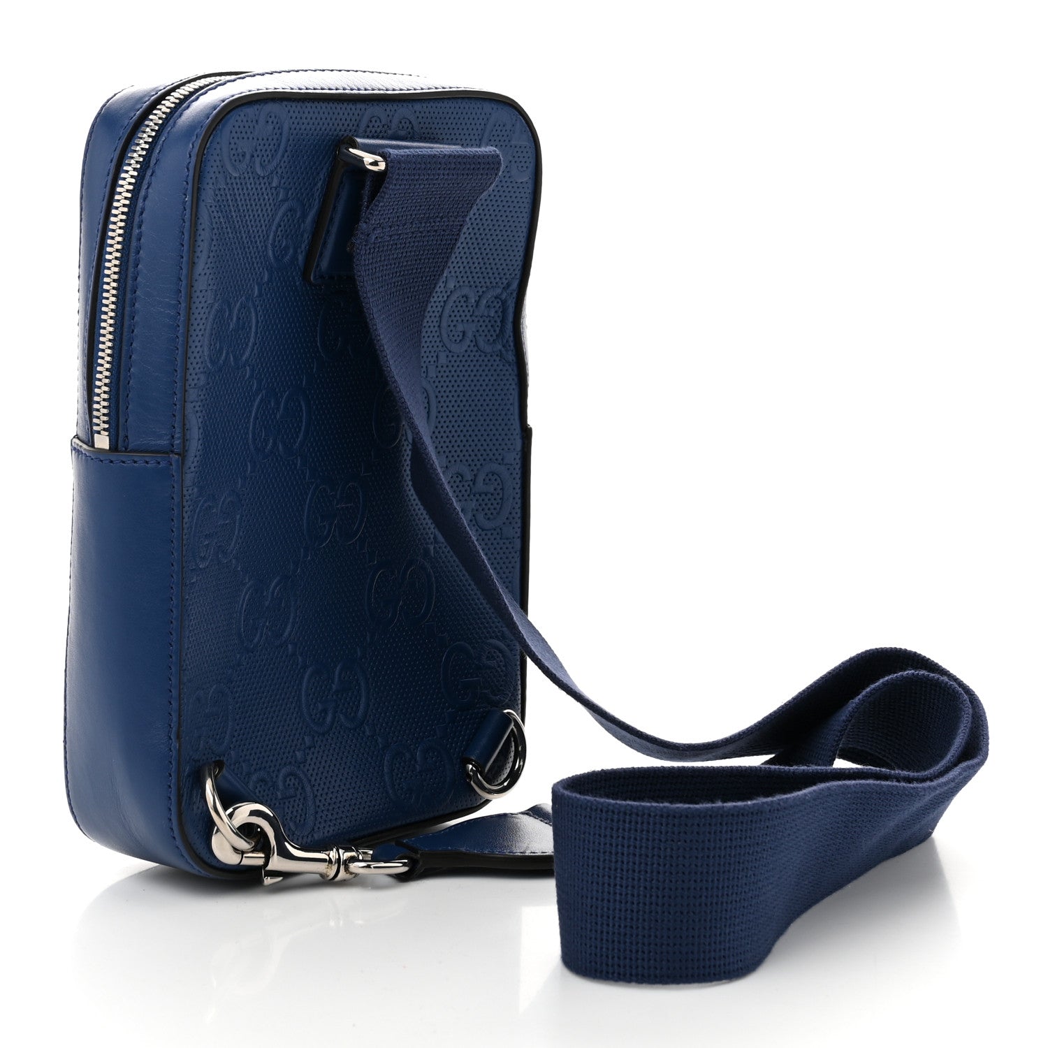 Gucci Calfskin GG Tennis Embossed Sling Backpack Blue 3 of 10