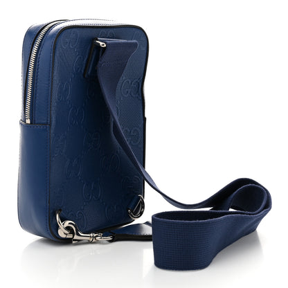 Gucci Calfskin GG Tennis Embossed Sling Backpack Blue 3 of 10