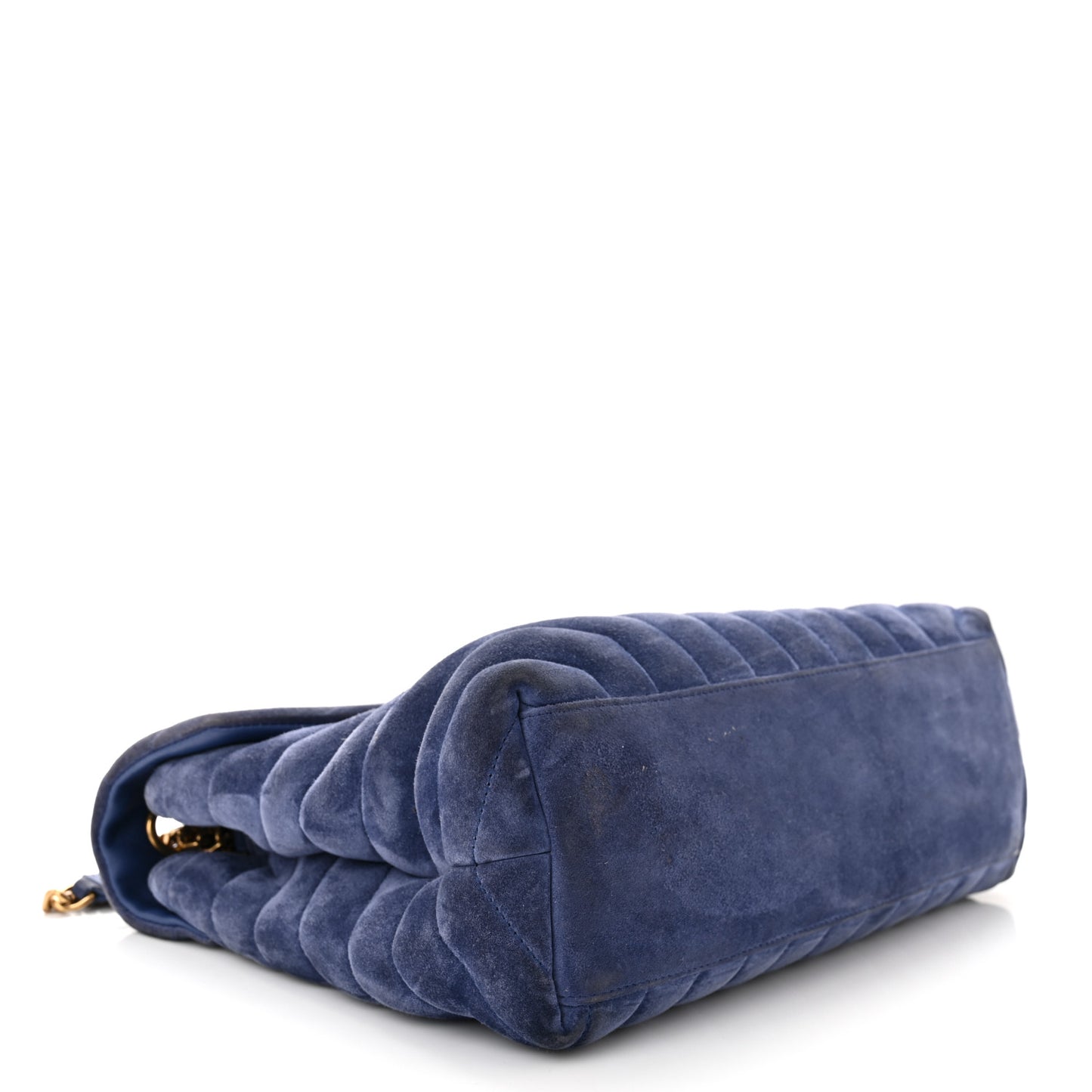 Suede Calfskin Y Quilted Monogram Medium Loulou Chain Satchel Blue