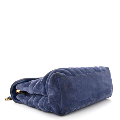 Saint Laurent Suede Calfskin Y Quilted Monogram Medium Loulou Chain Satchel Blue 4 of 13