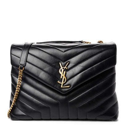 Saint Laurent Calfskin Y Quilted Monogram Medium Loulou Chain Satchel Black 1 of 16