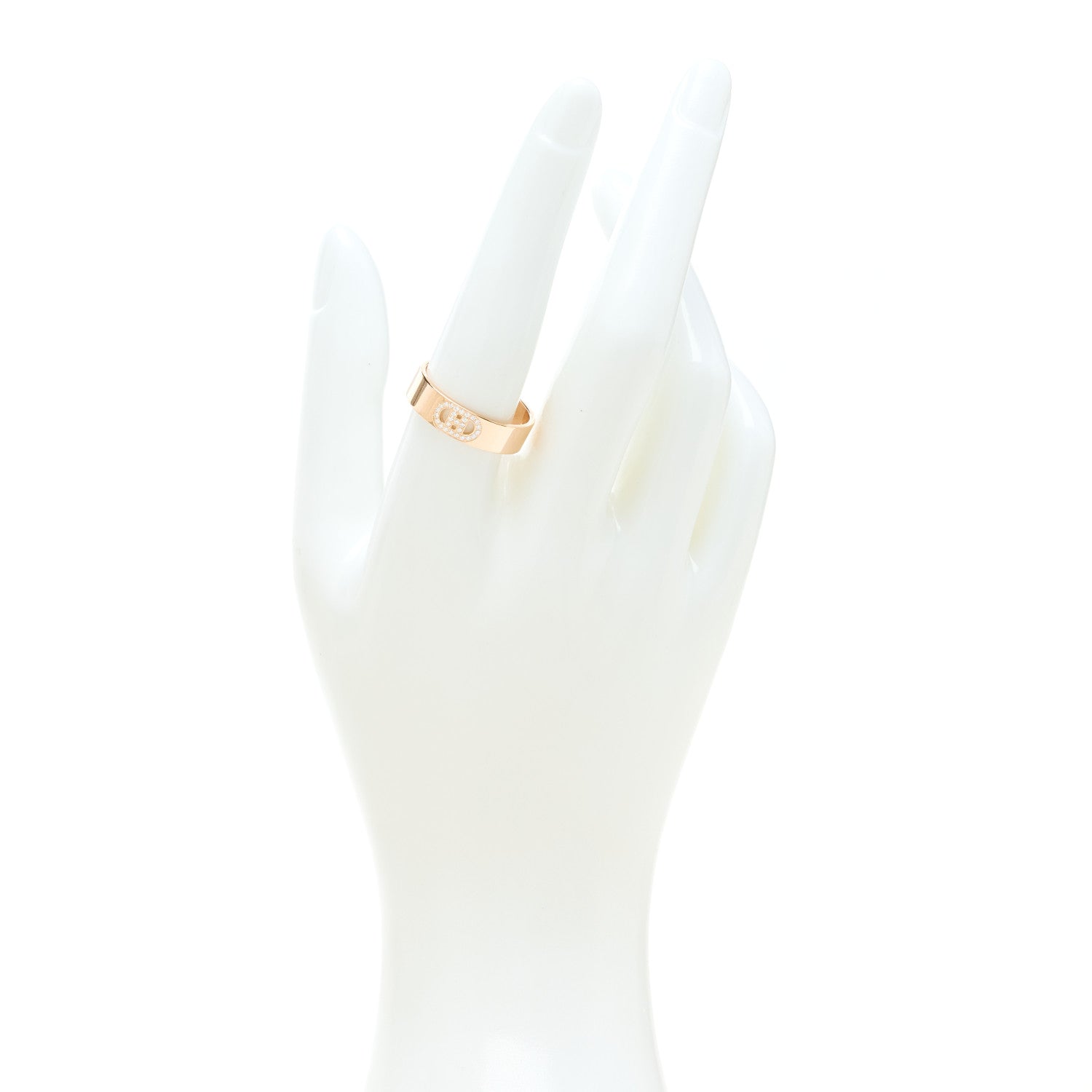 Hermes 18K Rose Gold Diamond PM H D'Ancre Ring 59 8.75 2 of 5