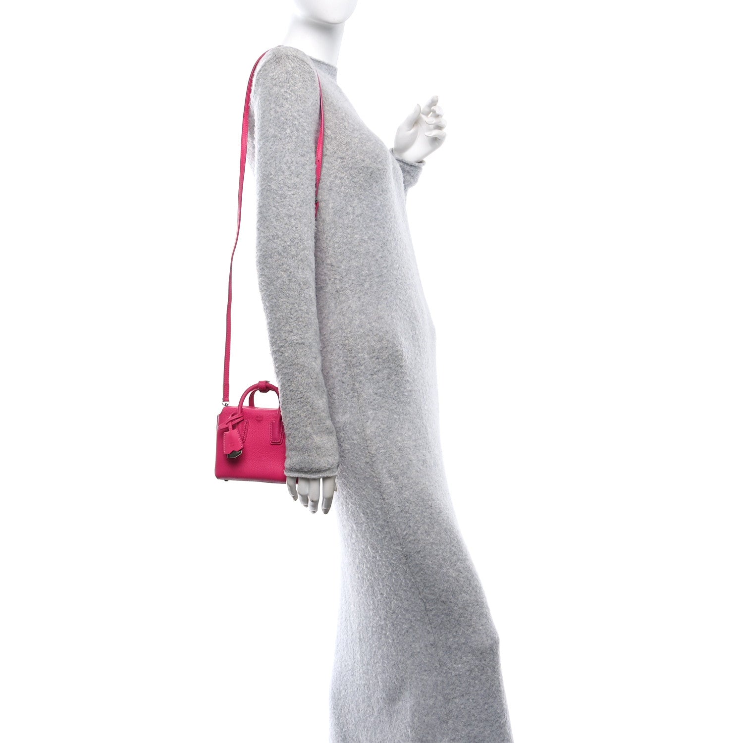 MCM Grained Calfskin X-Mini Milla Tote Beetroot Pink 2 of 10