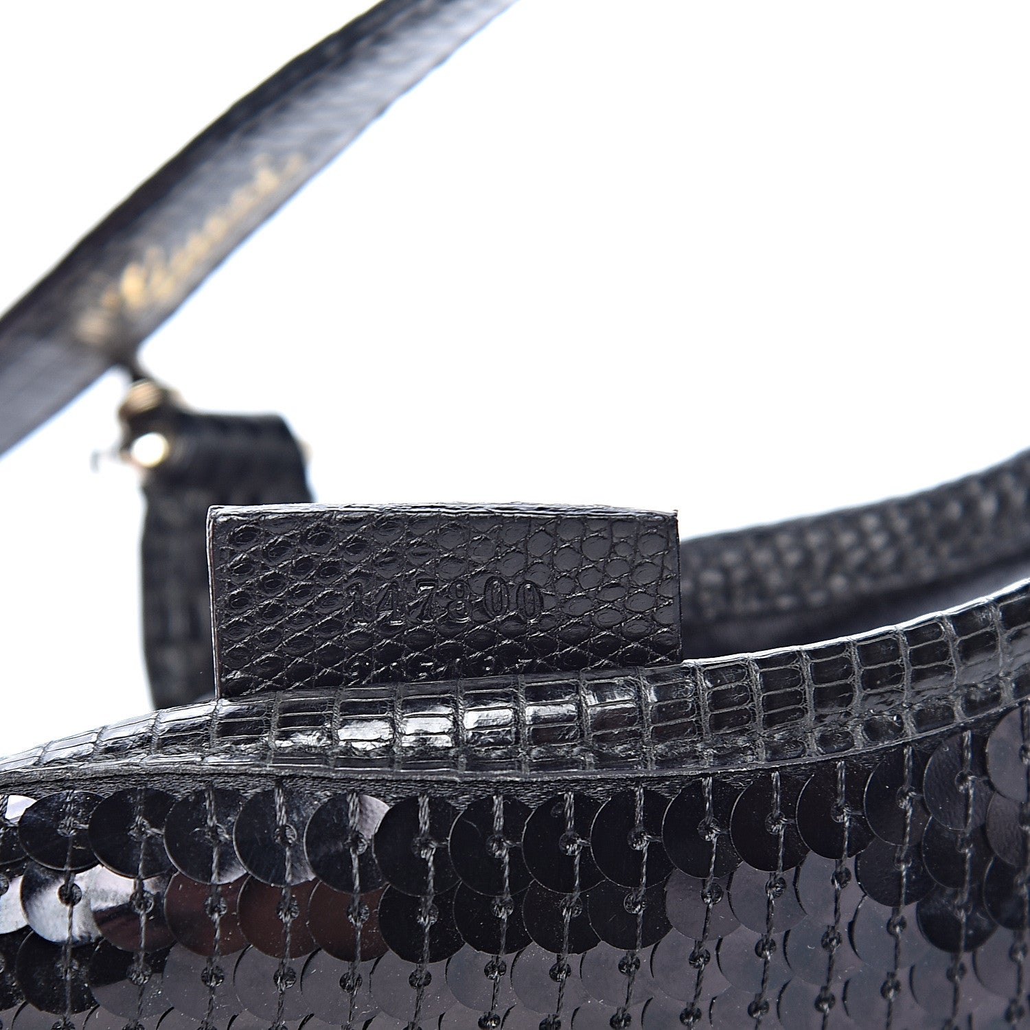 Gucci Sequin Lizard Jackie O Hobo Black 7 of 11
