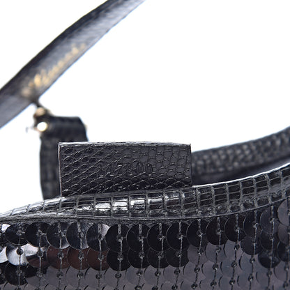 Gucci Sequin Lizard Jackie O Hobo Black 7 of 11