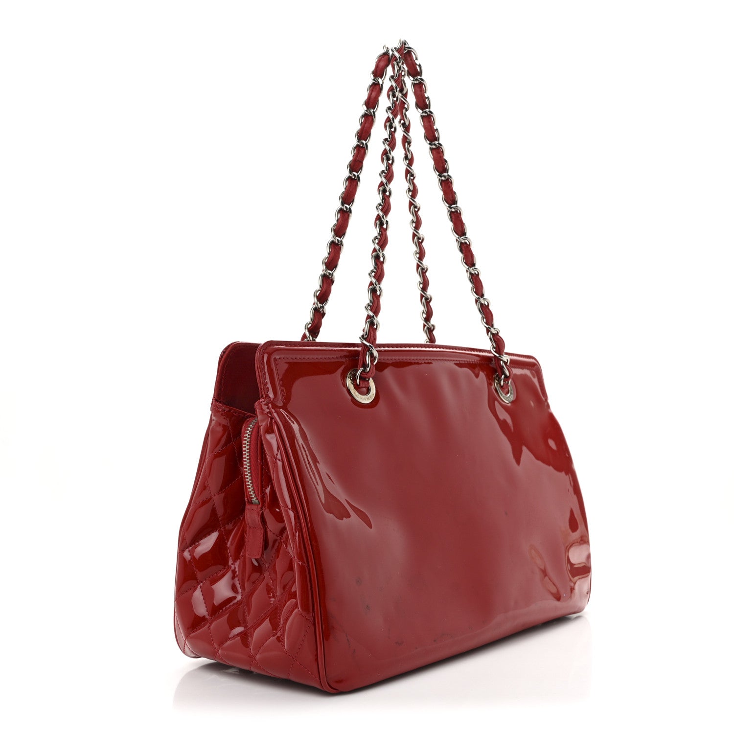 Chanel Vinyl Lipstick Ligne Tote Red 3 of 16