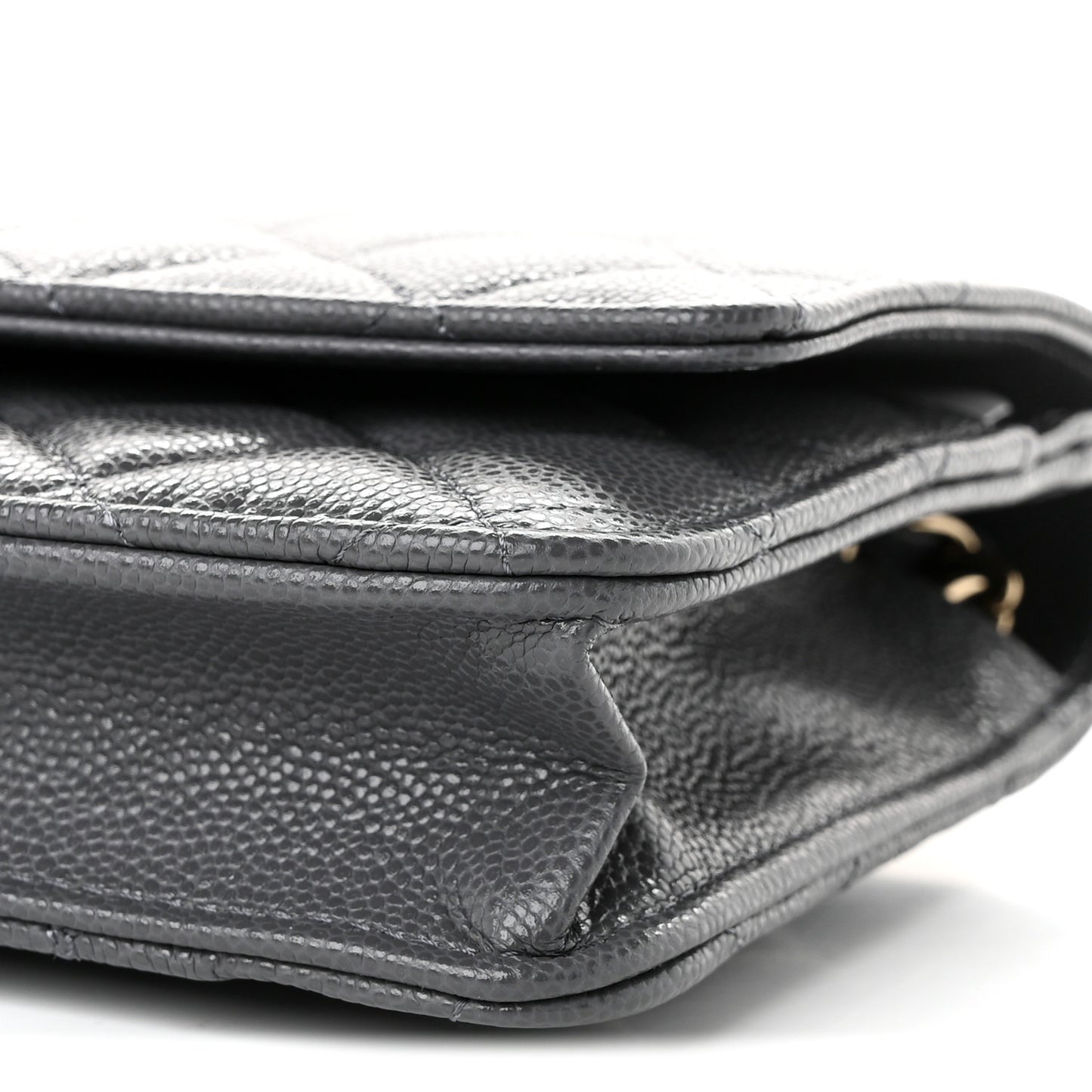 Caviar Quilted Wallet on Chain WOC Grey