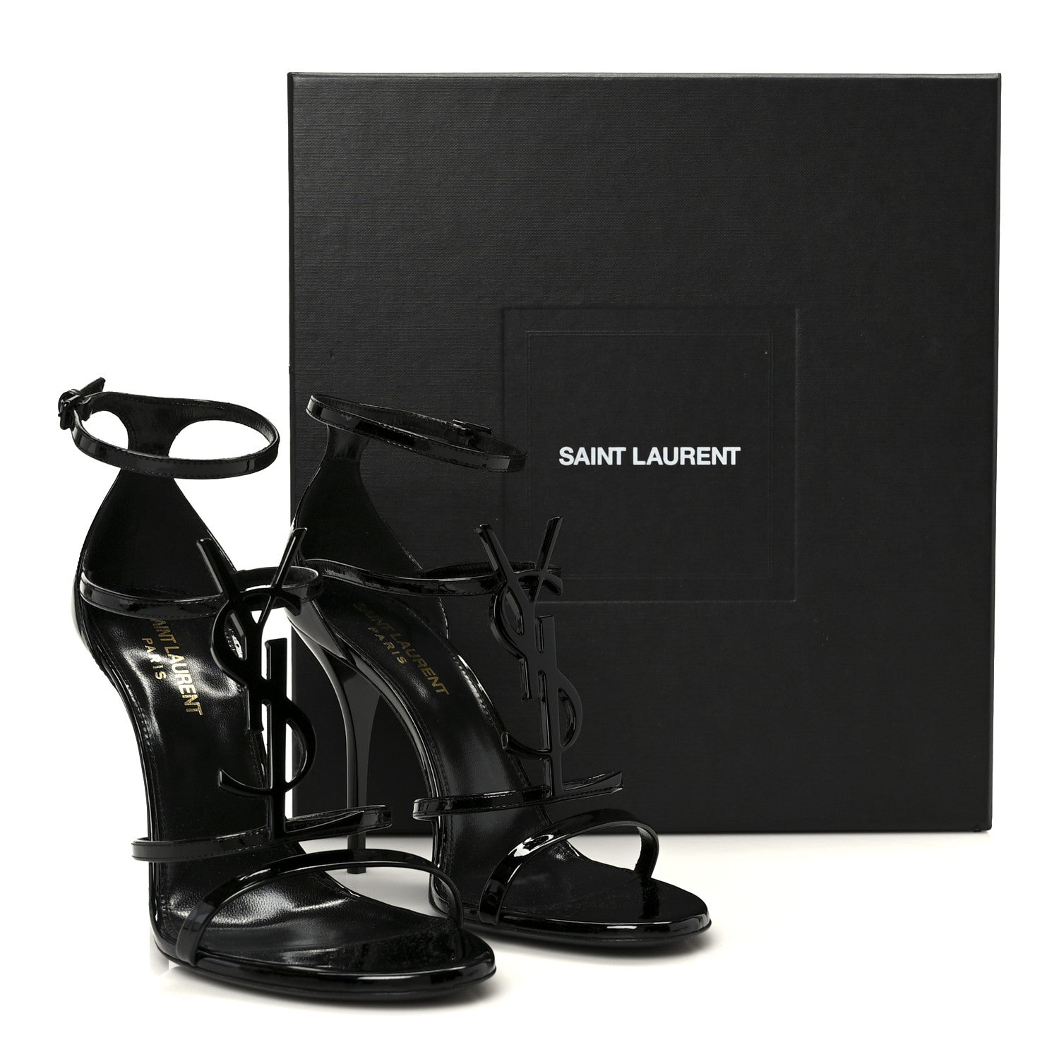 Saint Laurent Vernice Chiffon Cassandra 100 Ankle Strap Sandals 38 Black 10 of 10