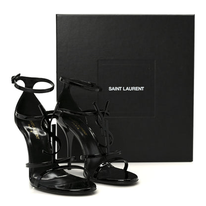 Saint Laurent Vernice Chiffon Cassandra 100 Ankle Strap Sandals 38 Black 10 of 10