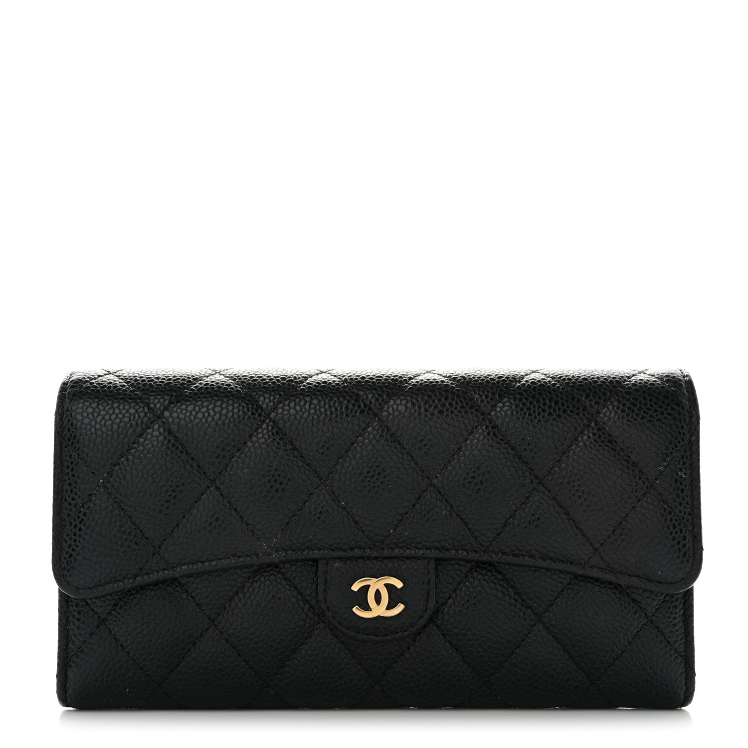 Chanel Caviar Quilted Large Gusset Flap Wallet Black 1 of 12