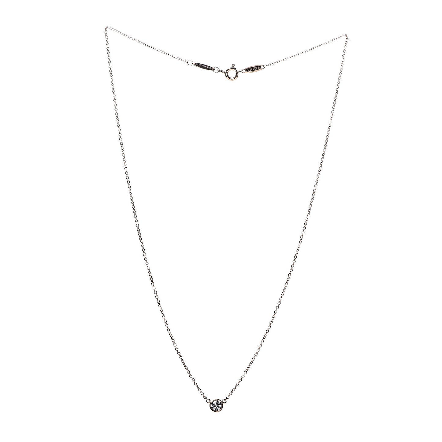 18K Rose Gold Diamond .22ct Elsa Peretti Diamonds by the Yard Pendant Necklace