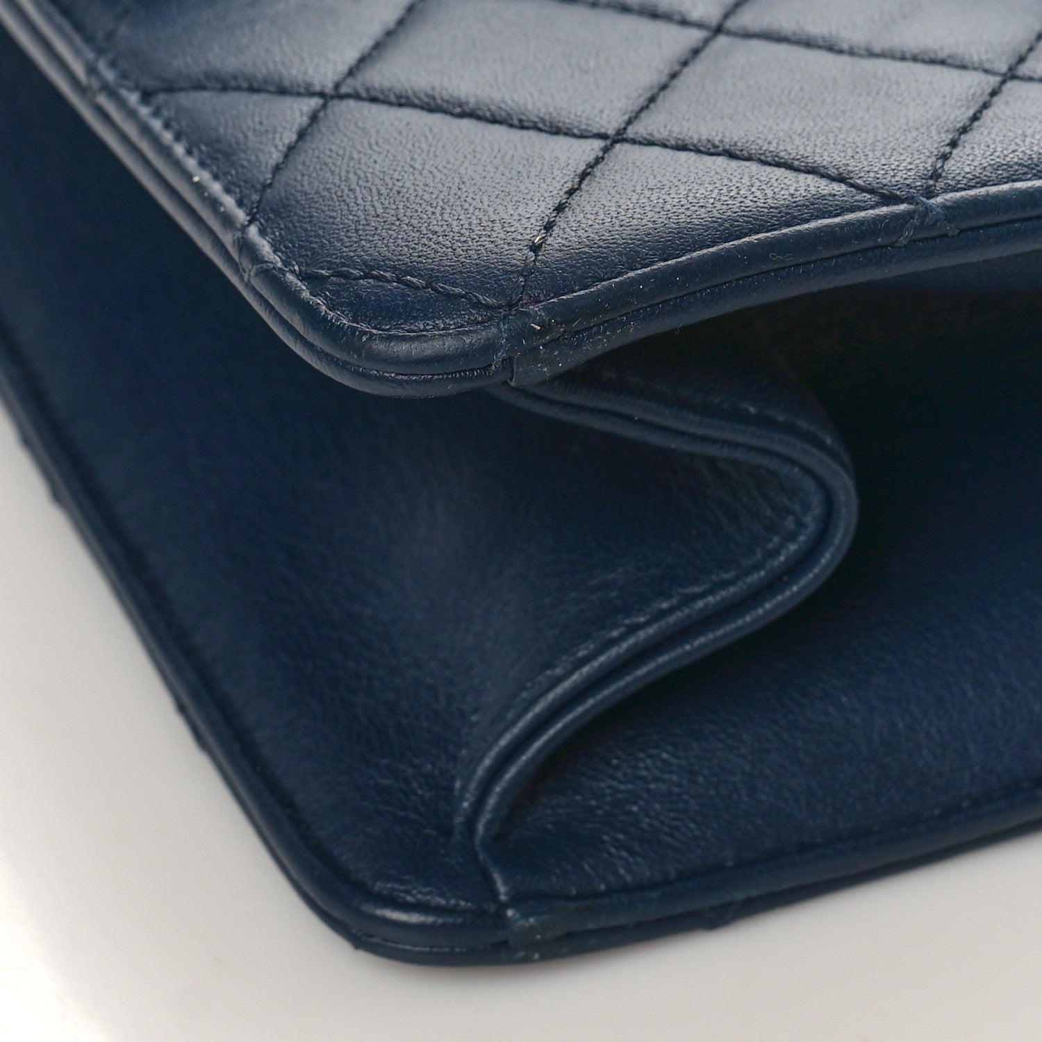 Chanel Sheepskin Quilted Small Beauty Lock Shopping Tote Navy Blue 8 of 11