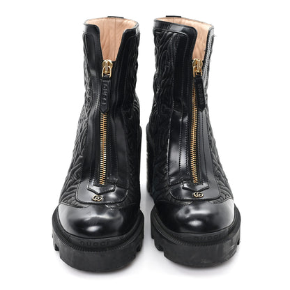 Gucci Calfskin Nappa Rhombus Quilted Trip Ankle Boots 36 Black 3 of 9
