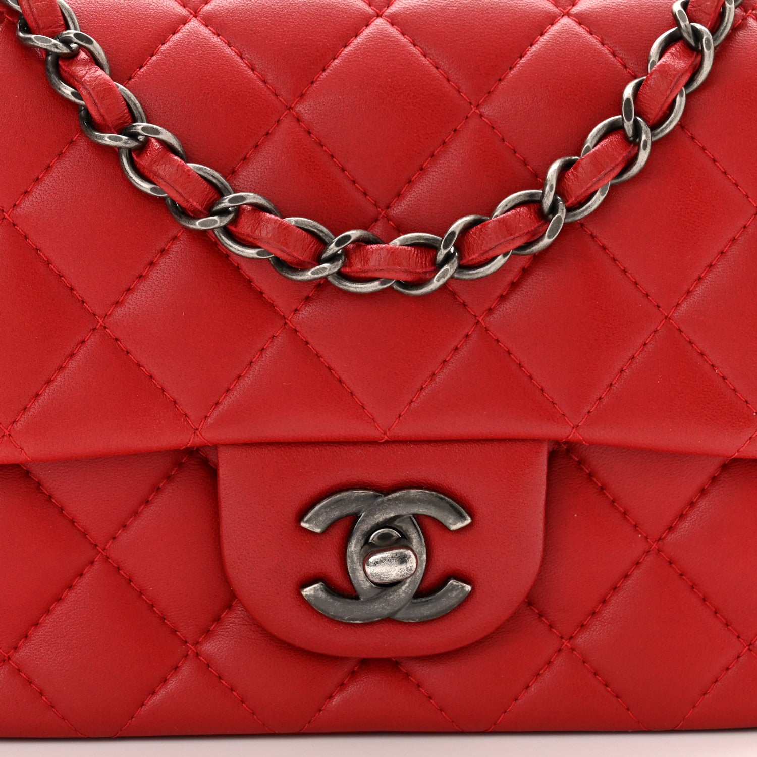 Chanel Lambskin Quilted Mini Square Flap Red 8 of 10
