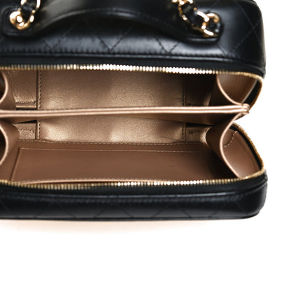 Chanel Lambskin Metal Quilted Golden Plate Vanity Case Black Golden Plate Vanity Case Black Gold 5 of 12