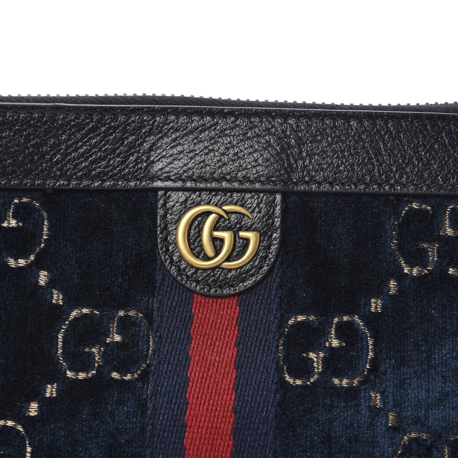 Gucci Velvet GG Monogram Textured Calfskin Web Smartphone Case Blue Beige Black 7 of 8
