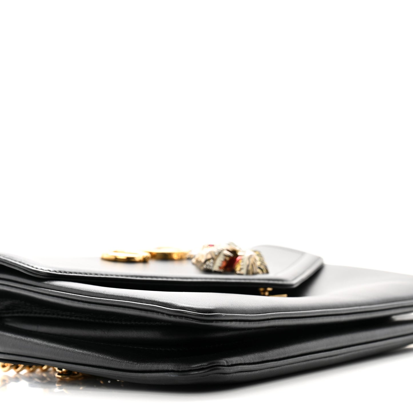 Vitello Palmellato Lux Crystal Medium Rajah Shoulder Bag Black