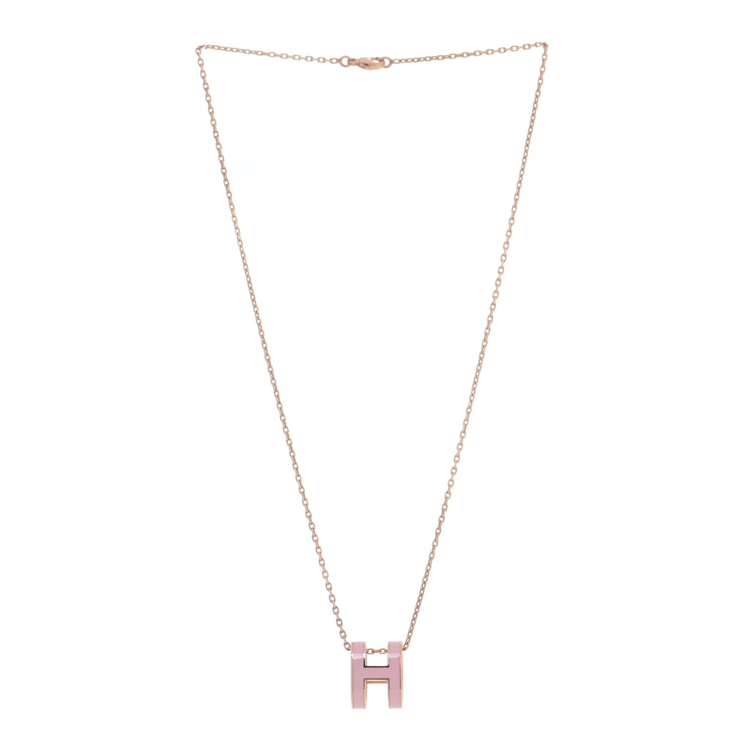 Hermes Lacquered Rose Gold Pop H Pendant Necklace Rose Dragee 3 of 7