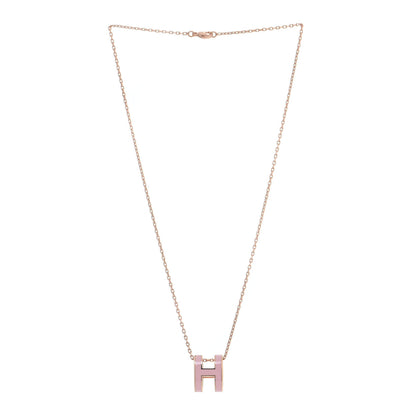 Hermes Lacquered Rose Gold Pop H Pendant Necklace Rose Dragee 3 of 7