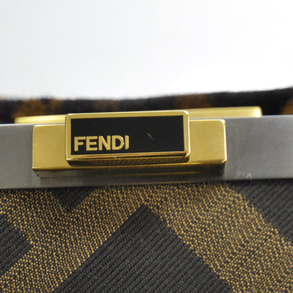 Fendi Calf Hair Leopard Print Zucca Large Peekaboo Iconic Satchel Tobacco 7 of 7