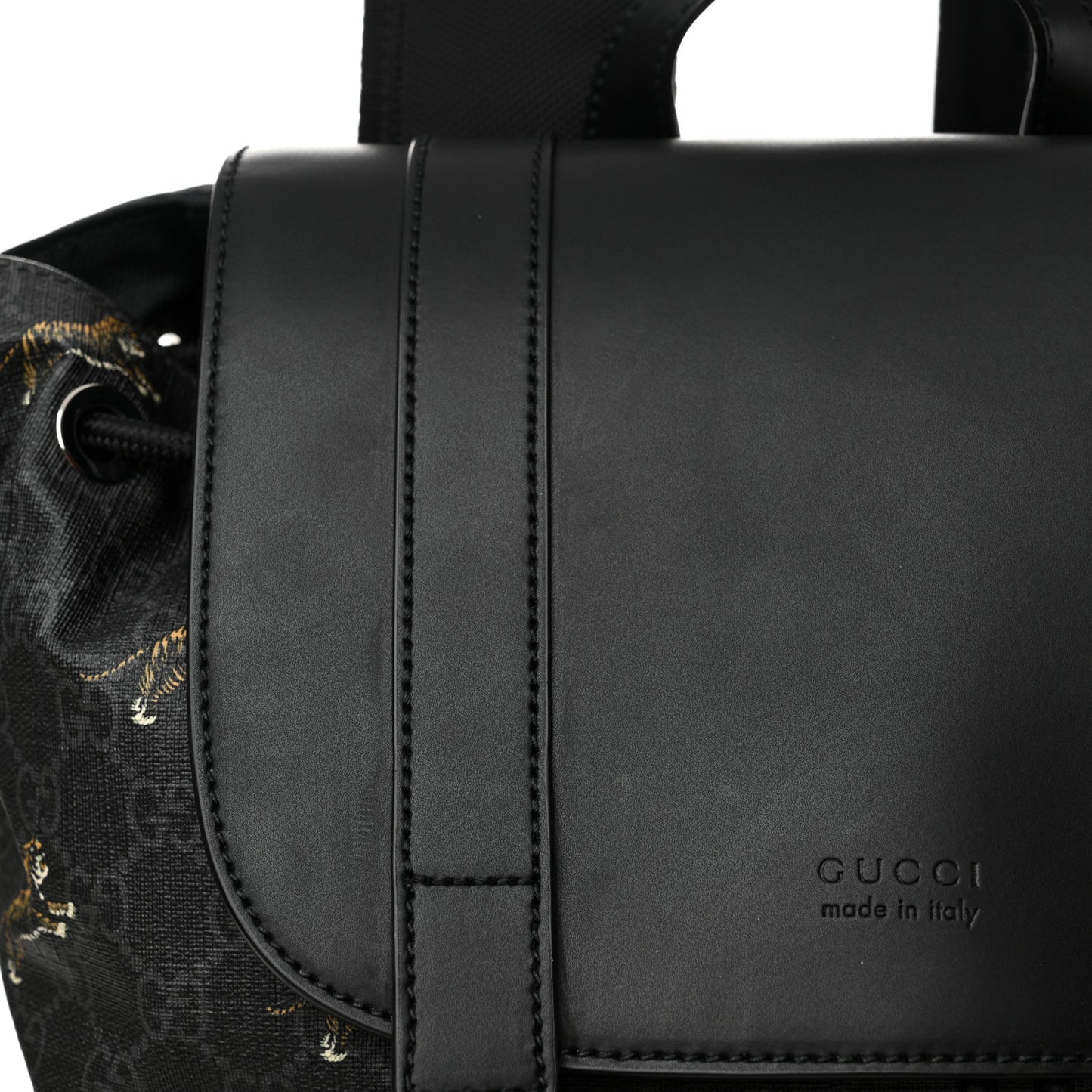 Soft GG Supreme Monogram Appia Calfskin Web Double Buckle Backpack Black