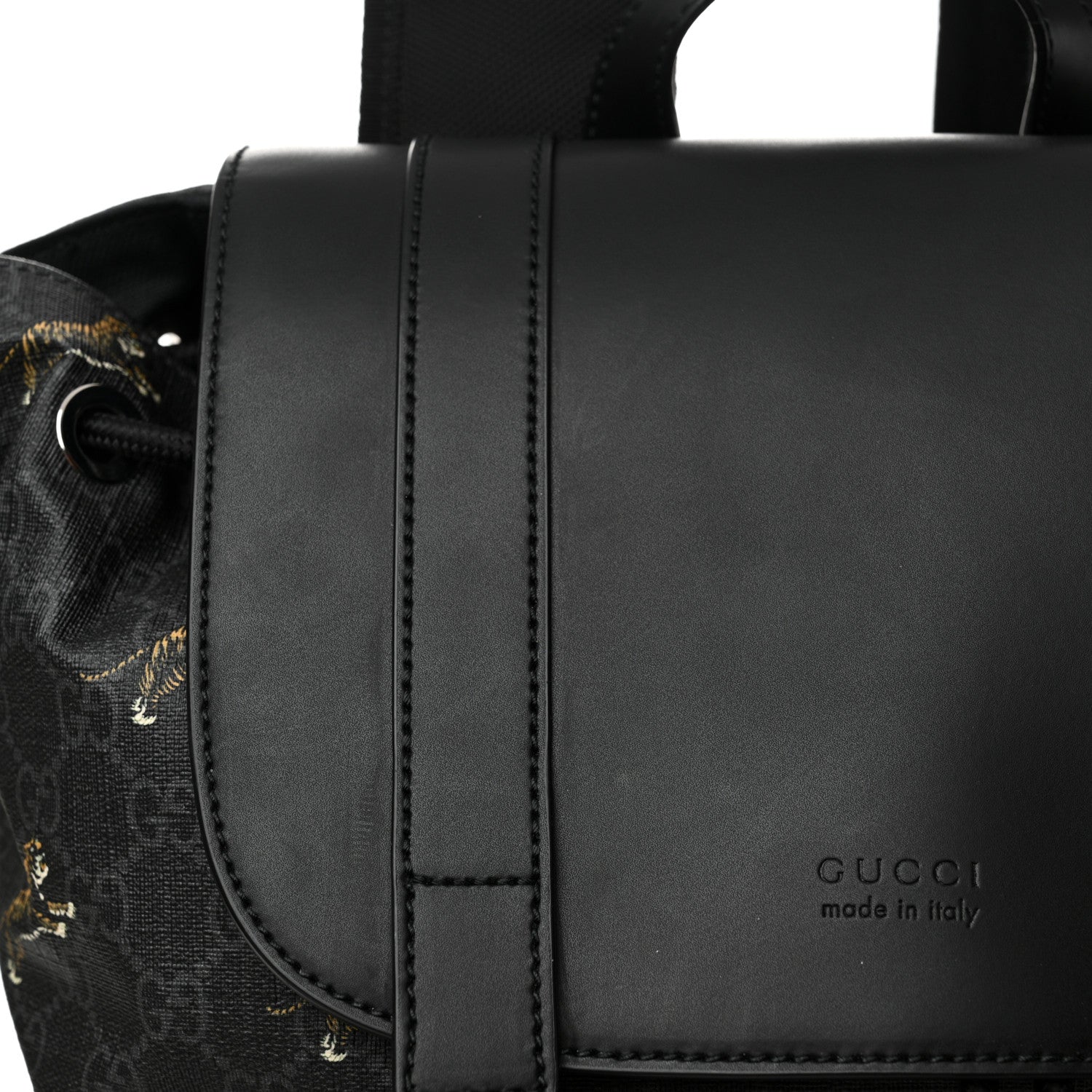 Gucci Soft GG Supreme Monogram Appia Calfskin Web Double Buckle Backpack Black 11 of 11