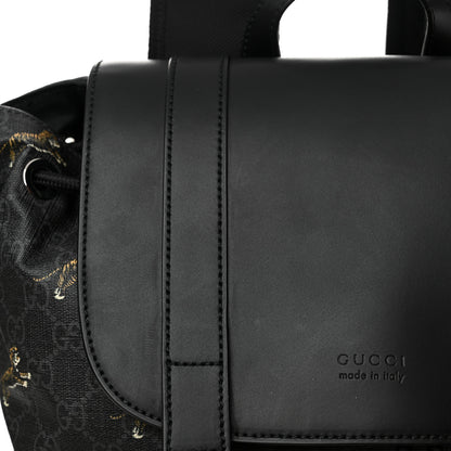 Gucci Soft GG Supreme Monogram Appia Calfskin Web Double Buckle Backpack Black 11 of 11