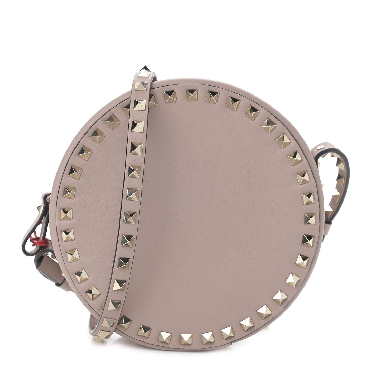 Calfskin Rockstud Round Crossbody Bag Poudre