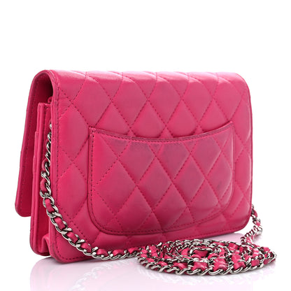 Chanel Lambskin Quilted Wallet on Chain WOC Pink 2 of 21