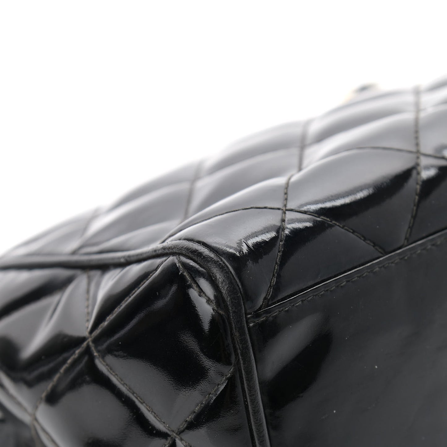 Patent Quilted CC Shoulder Bag Black