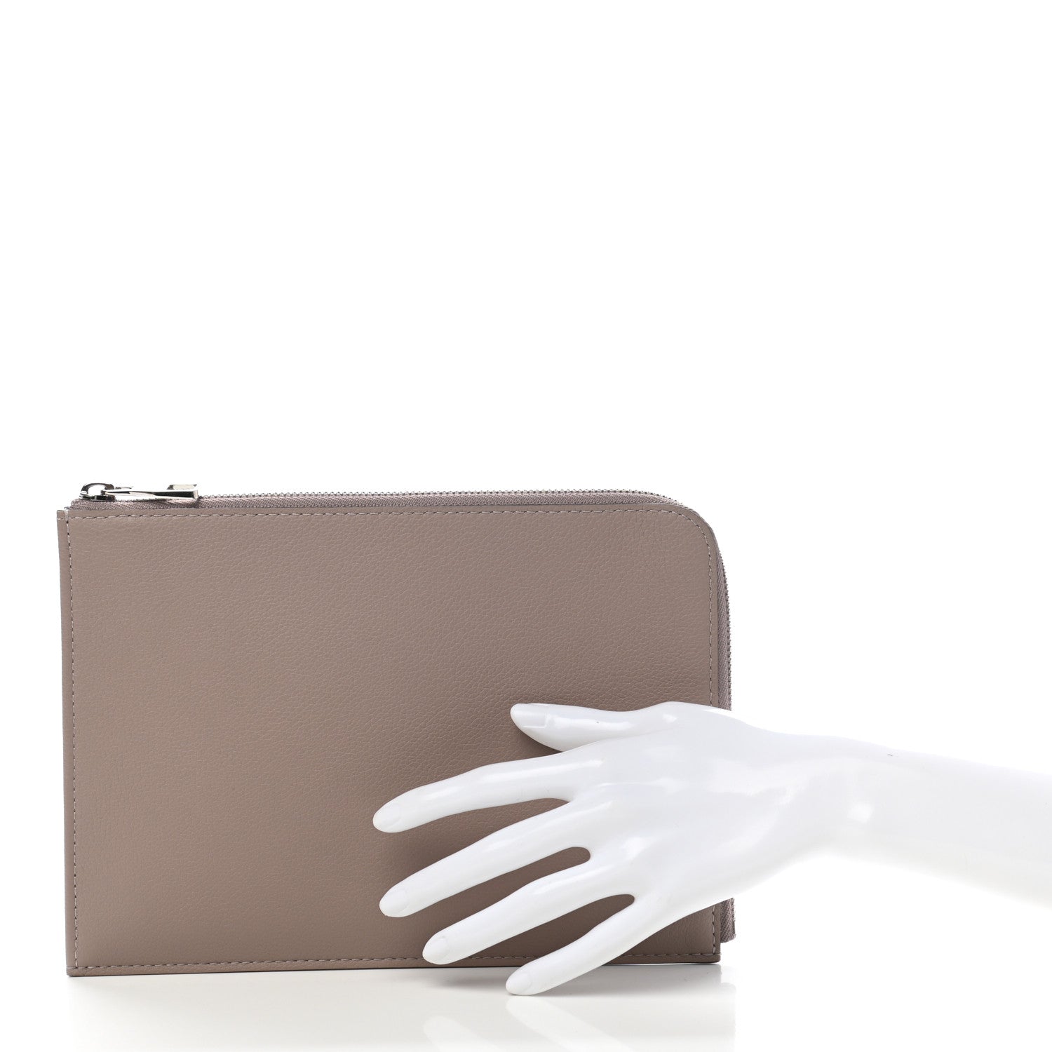 Louis Vuitton Calfskin Zip Pouch Taupe 2 of 7