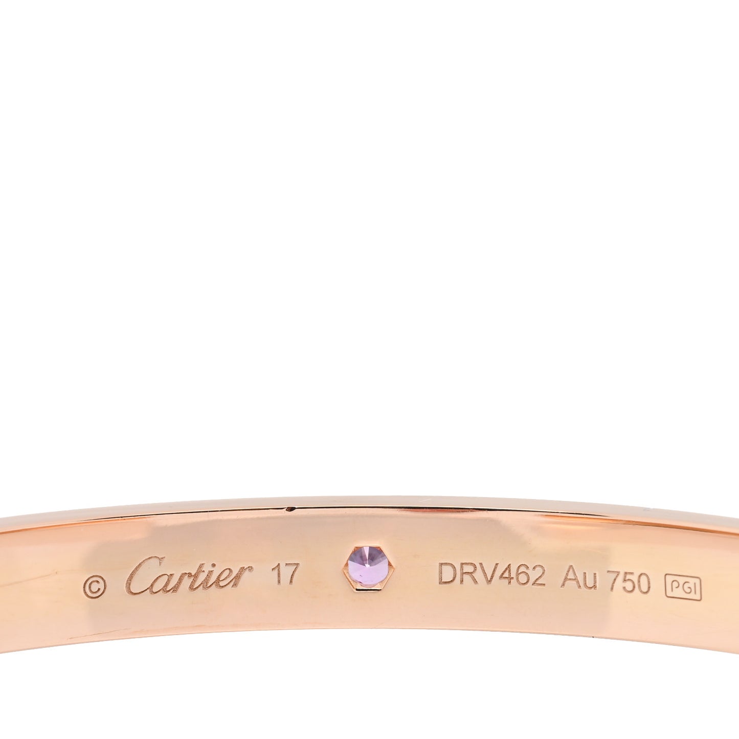 18K Pink Gold Pink Sapphire LOVE Cuff Bracelet 17