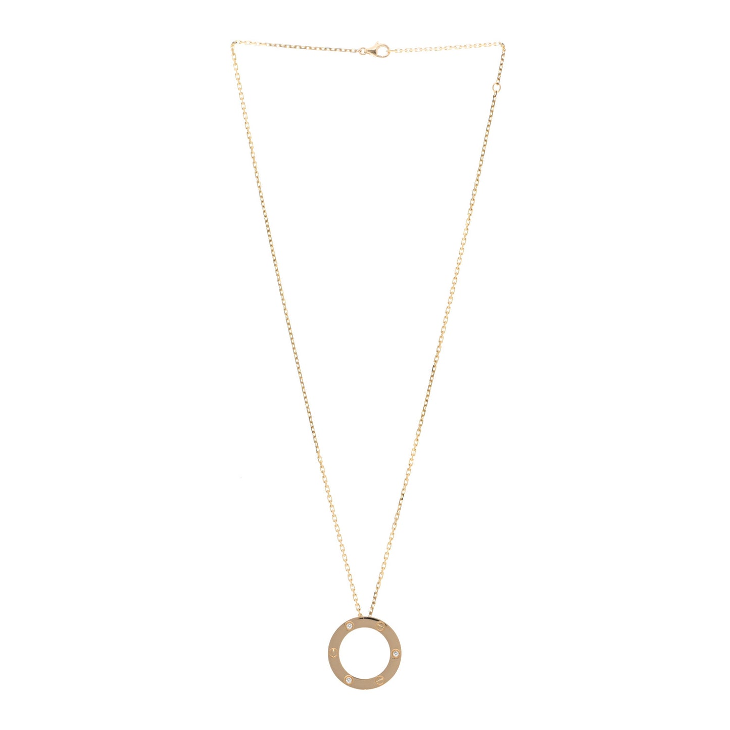 18K Yellow Gold 3 Diamonds LOVE Pendant Necklace