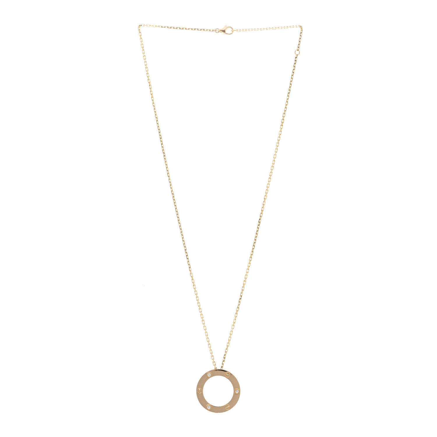 Cartier 18K Yellow Gold 3 Diamonds LOVE Pendant Necklace 3 of 4