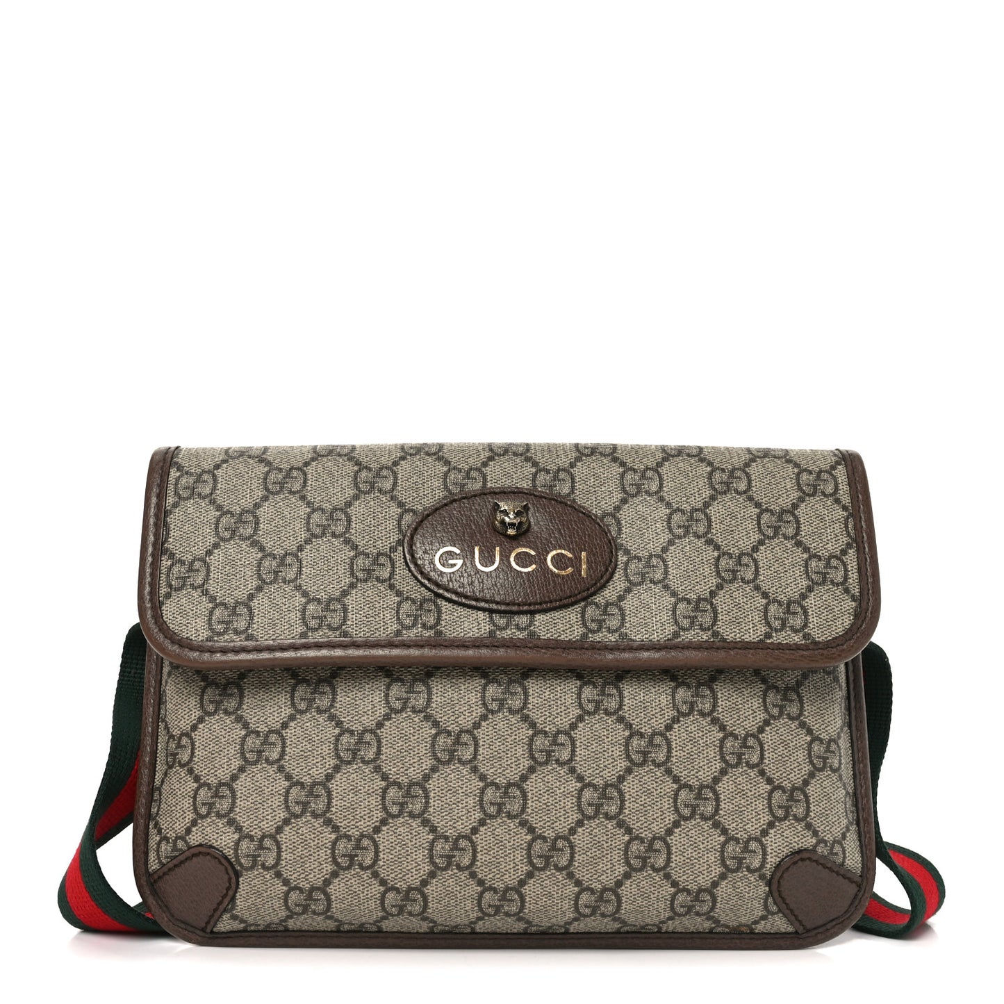 GG Supreme Monogram Neo Vintage Web Belt Bag Brown