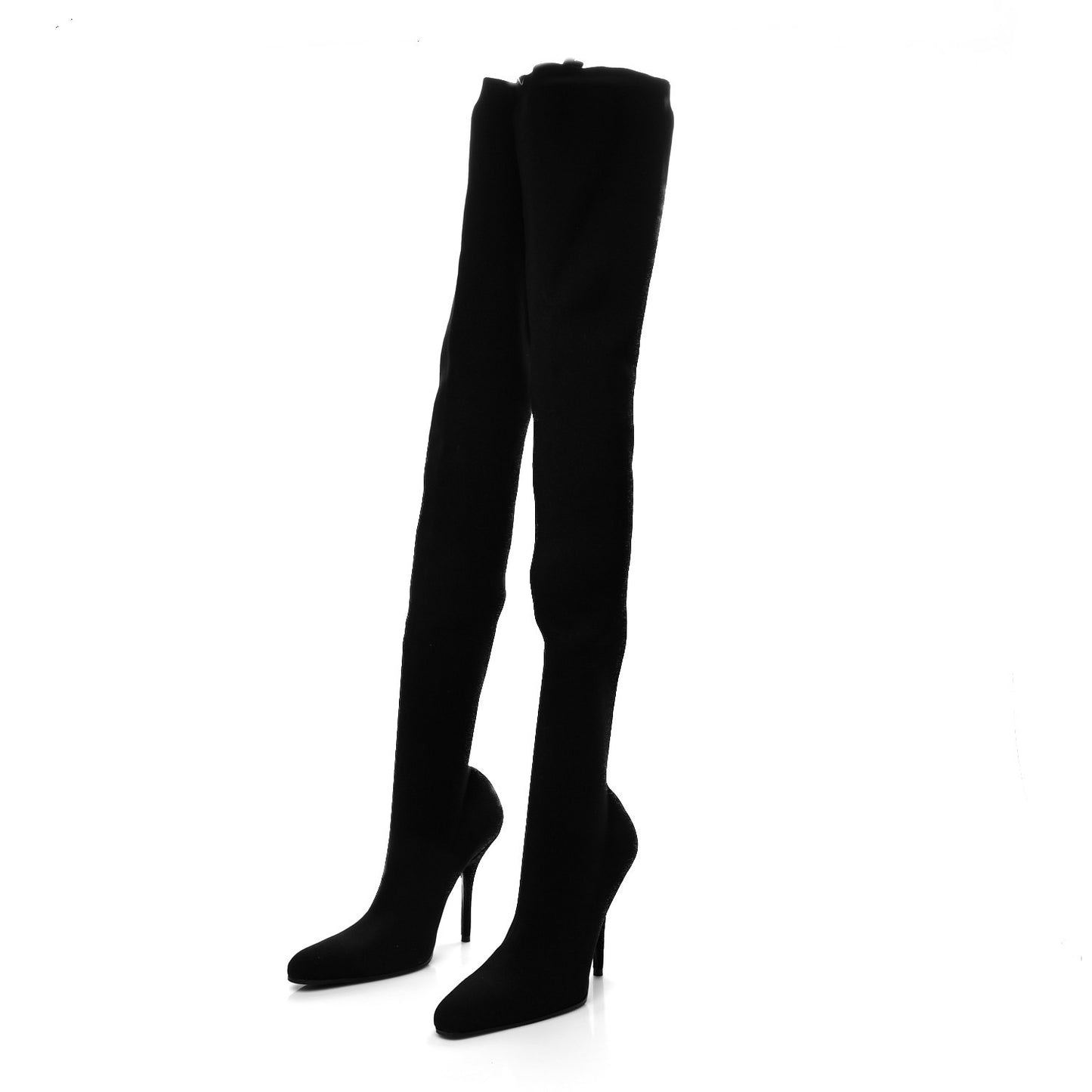 Spandex Round Toe Knife Thigh High Boots 39 Black