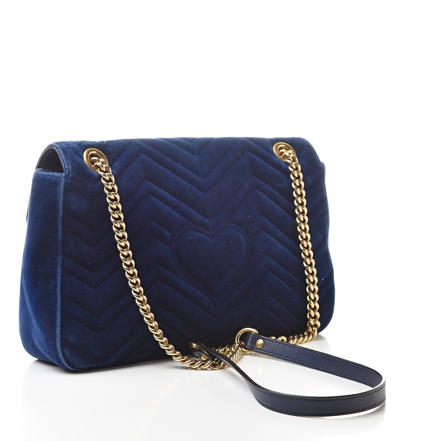 Velvet Matelasse Medium GG Marmont Shoulder Bag Cobalt Blue