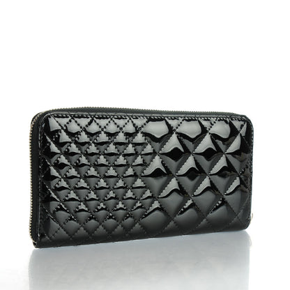 Chanel Patent Double Quilted Zip Around Wallet Black 3 of 8