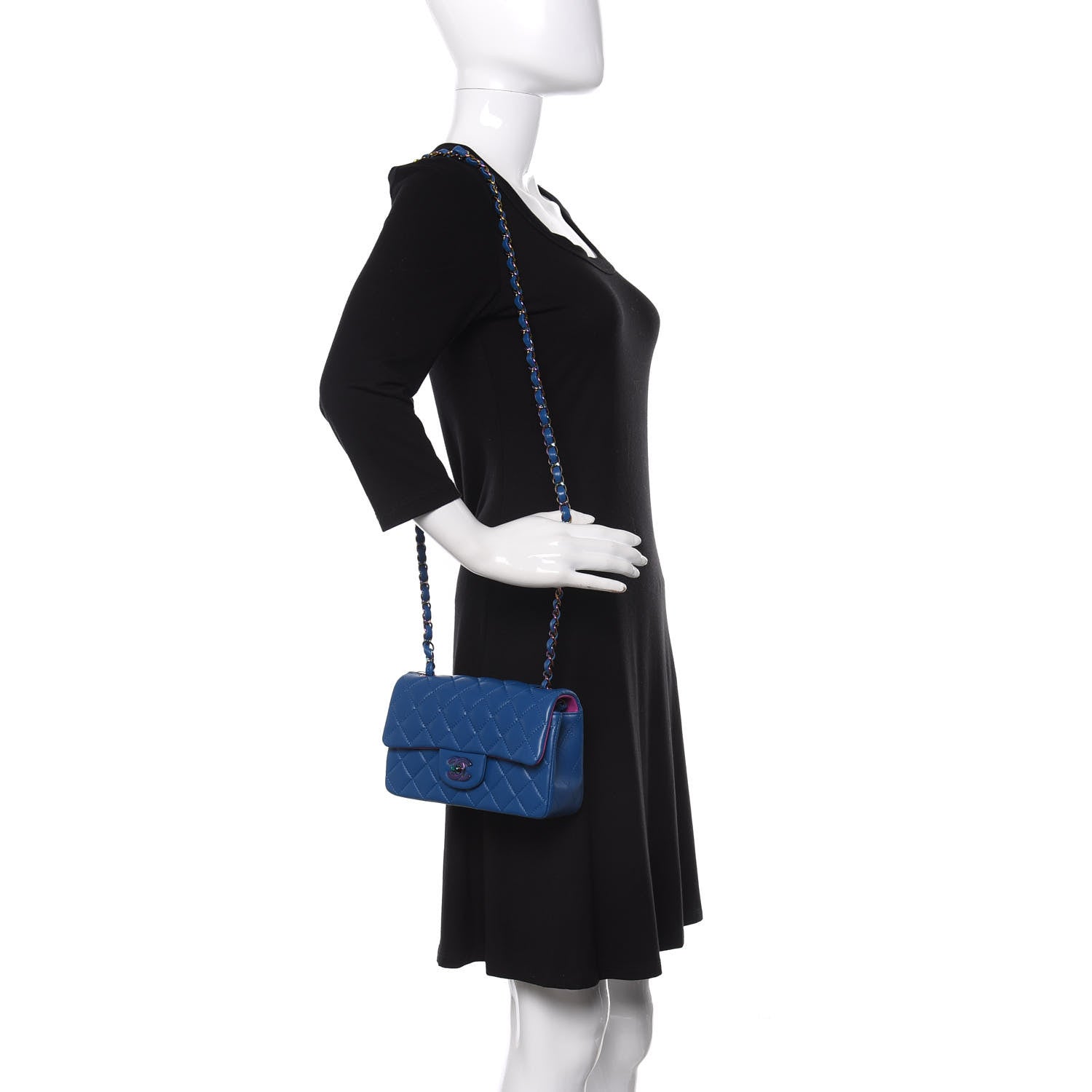 Chanel Lambskin Quilted Mini Rectangular Flap Blue Purple 2 of 10