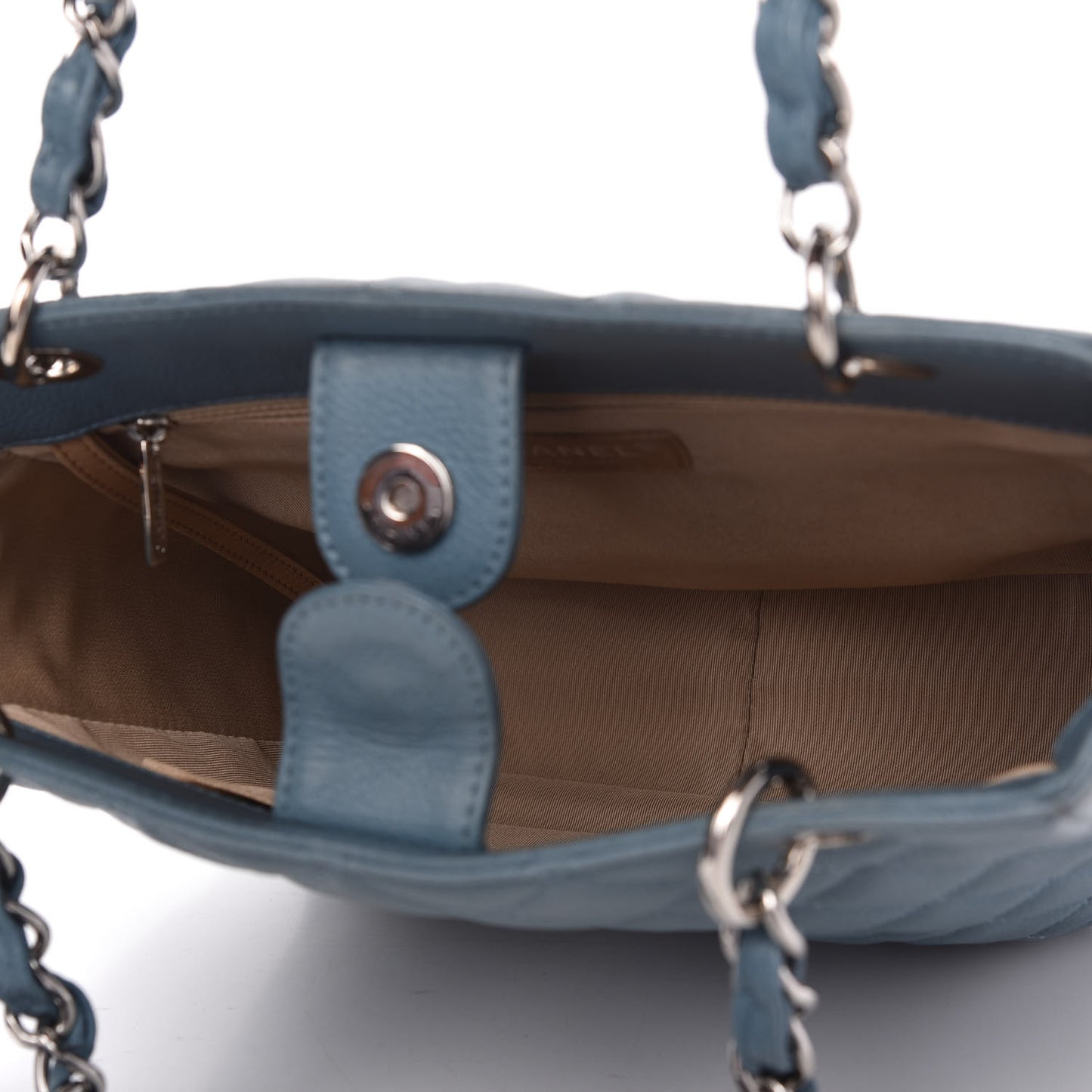 Caviar Quilted Petit Shopping Tote PST Blue