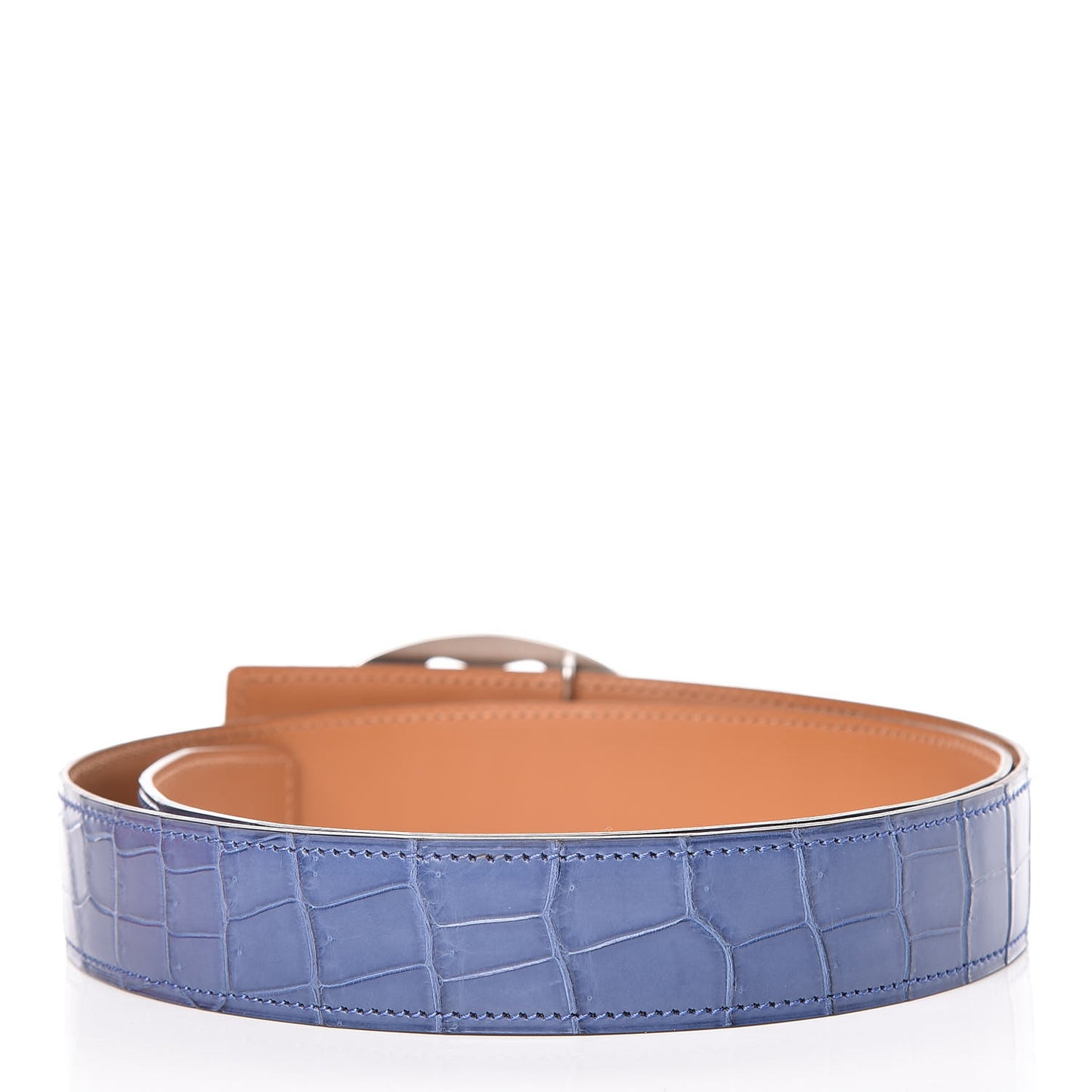Matte Porosus Crocodile 32mm Philippine Belt 90 Bleu Brighton
