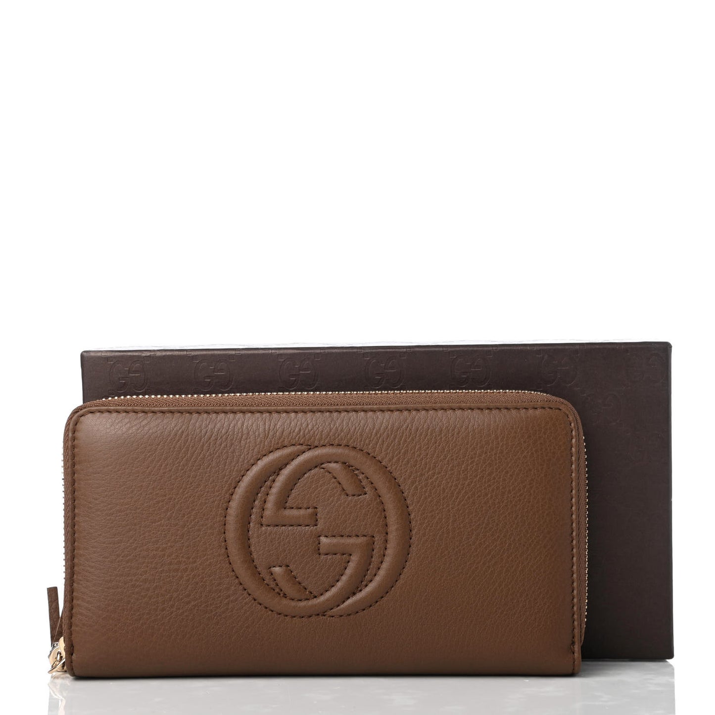 Pebbled Calfskin Soho Zip Around Wallet Brown
