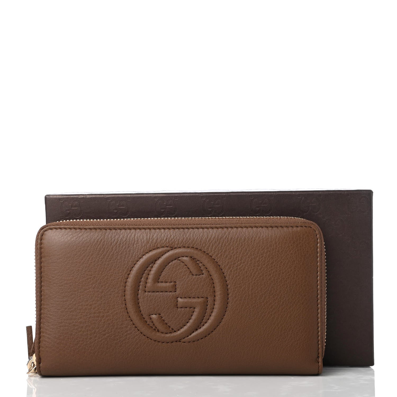 Gucci Pebbled Calfskin Soho Zip Around Wallet Brown 8 of 8