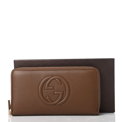 Gucci Pebbled Calfskin Soho Zip Around Wallet Brown 8 of 8