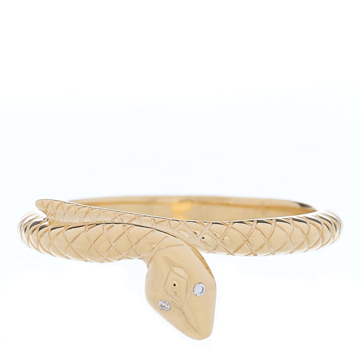 18K Yellow Gold Diamond Snake Wholeness Bookend Band Ring 59 8.75